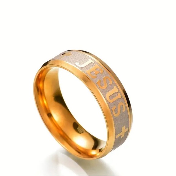 UNISEX/MENS JESUS WEDDING BAND RING/GIFT SZ 8 - Picture 4 of 5